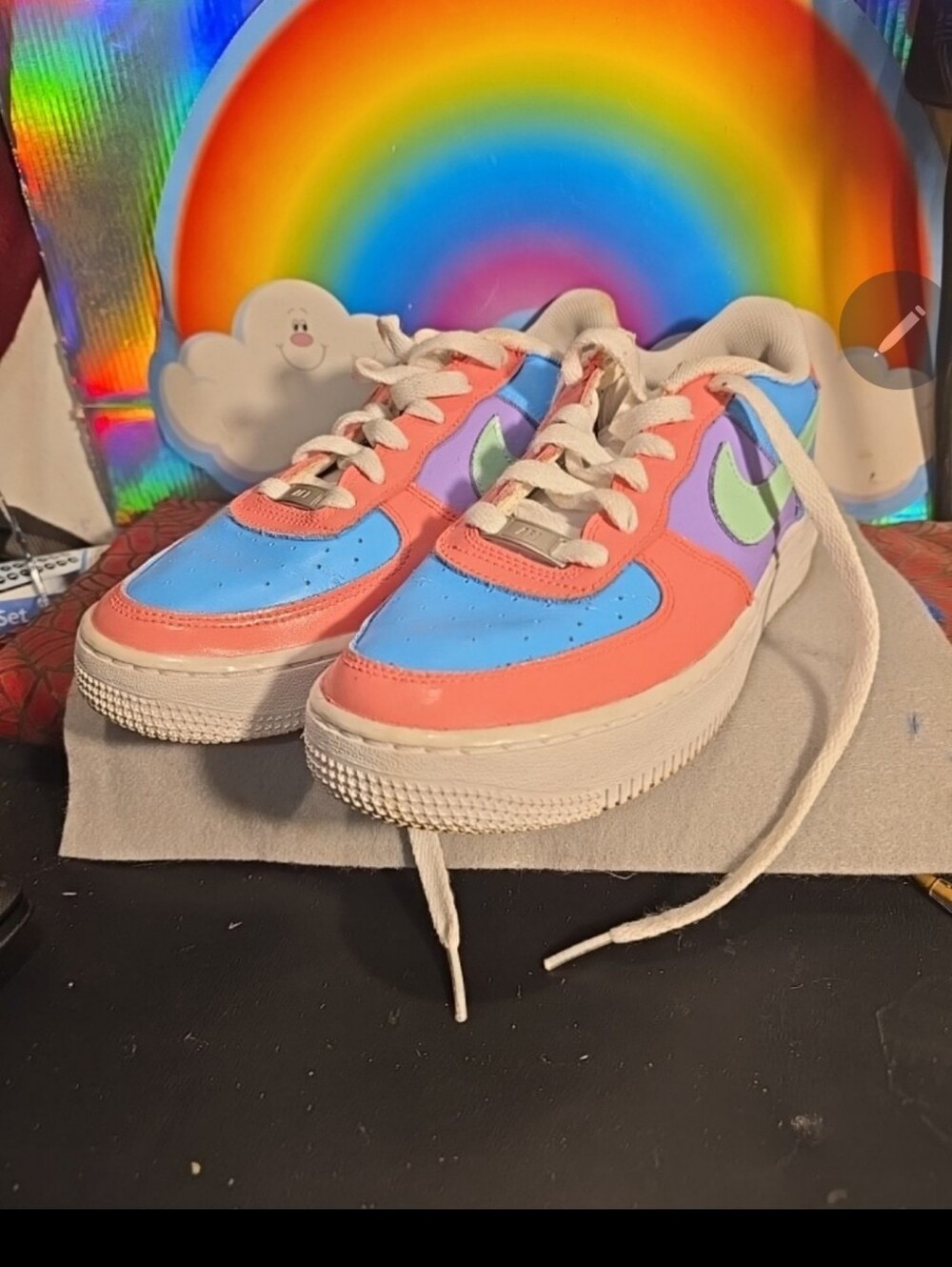 062526 Nike Air Force 1 Low White  Custom paint (Lilac,Mint Green,Pale Blue,Peta